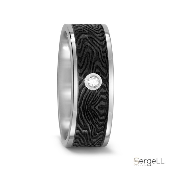 Anillos de carbono con textura y titanio