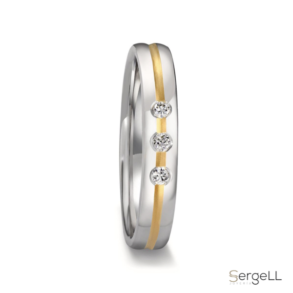 Alianzas de titanio con franja de oro amarillo 18k