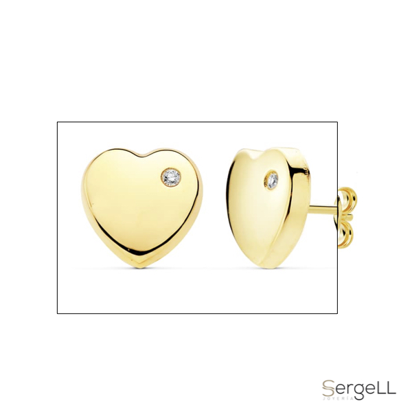 Pendientes de corazon oro 18k Ahisha