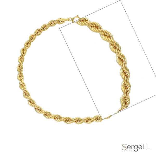 Cordón salomónico tipo pulsera oro amarillo 18k hombre 4 mm ancho Irides